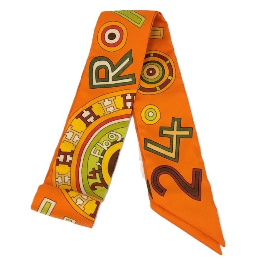 Hermes Twilly Scarf 100 Silk Orange